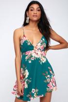 Lily Pond Teal Green Floral Print Swing Dress | Lulus