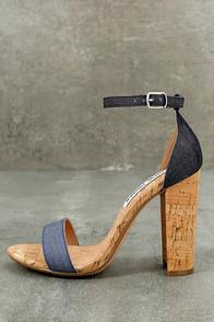 Steve Madden Carson C Denim Cork Ankle Strap Heels