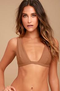 Blue Life Roped Up Brown Bikini Top