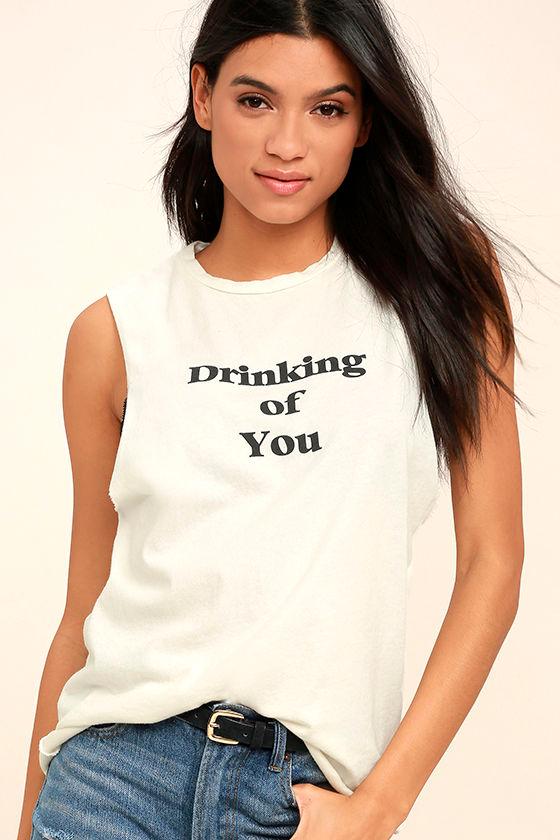 Project Social T | Drinking Of You Cream Muscle Tee | Size X-small | White | 100% Cotton | Lulus