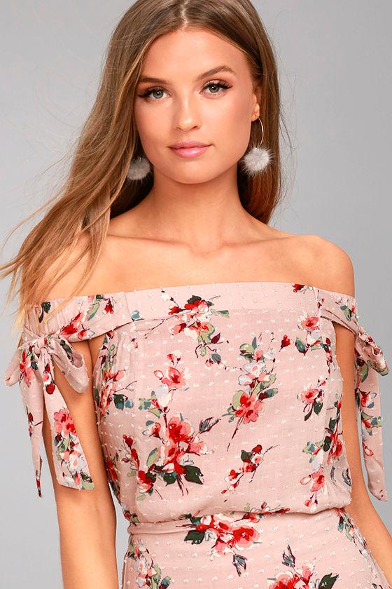 Lost + Wander Serra Blush Pink Floral Print Crop Top | Lulus