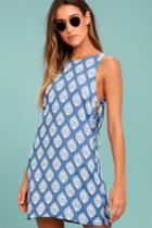 Lucy Love | Daiquiri Blue And White Print Dress | Size X-small | 100% Rayon | Lulus