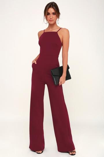 Something To Behold Burgundy Jumpsuit | Lulus