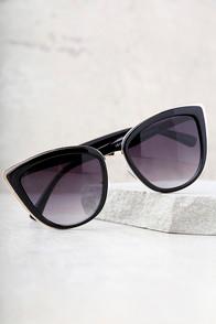 Lulus Living It Up Black Cat-eye Sunglasses