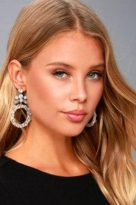 Lulus Before Dawn White Rhinestone Earrings