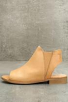 Coolway | Musse & Cloud Ciara Tan Leather Peep-toe Booties | Size 40/9.5 | Beige | Lulus