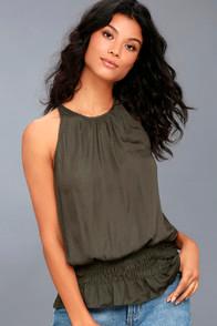 Lulus Cherished Memories Charcoal Grey Sleeveless Top