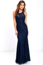 Lulus Live Forever Navy Blue Lace Maxi Dress