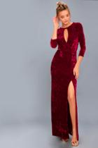 Lulus Keep Love Alive Wine Red Velvet Maxi Dress