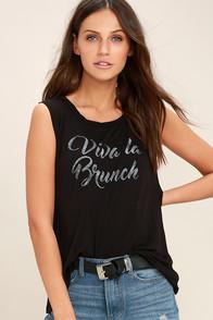 Daydreamer Viva La Brunch Black Muscle Tee