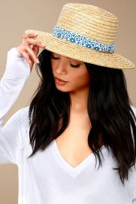 Rhythm Sicily Blue And Beige Straw Hat