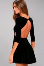 Lulus Charisma And Charm Black Velvet Backless Dress