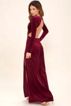 Solemio Besame Burgundy Velvet Long Sleeve Maxi Dress