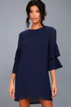 Lulus | Move And Shake Navy Blue Shift Dress | Size Large | 100% Polyester
