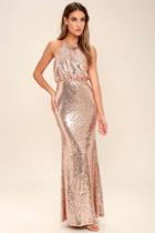 Lulus My Muse Rose Gold Sequin Maxi Dress