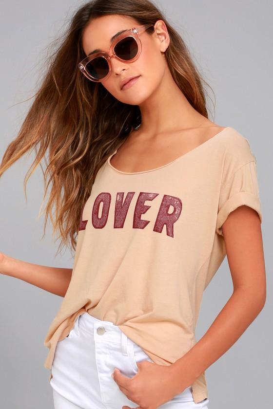 Daydreamer Lover Nude Raw Neck Tee | Lulus