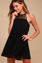 Lulus | Tell Me Black Swing Dress | Size Large | 100% Polyester