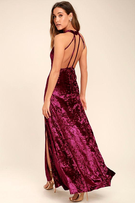 Lulus | Sway My Options Magenta Velvet Maxi Dress | Size X-large | Pink | 100% Polyester