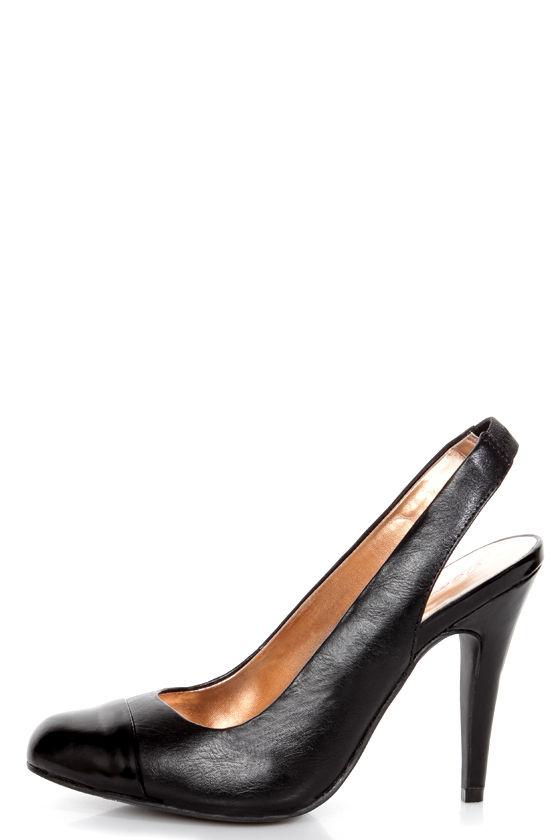 Gomax Ashland 21 Black Cap-toe Slingback Heels