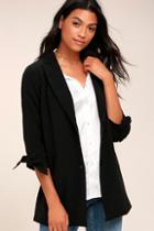Lulus Charm And Grace Black Tie Sleeve Blazer