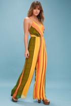 Beach Club Golden Yellow Striped Wide-leg Jumpsuit | Lulus