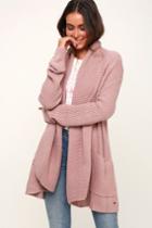 O'neill Galley Mauve Open-front Knit Cardigan | Lulus