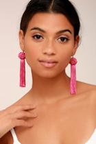 Vanessa Mooney Astrid Pink Tassel Earrings