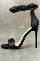 Liliana | Xia Black Satin Ankle Strap Heels | Size 10 | Lulus