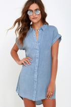 En Creme Keeping Cool Washed Blue Shirt Dress