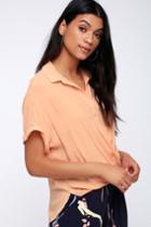 Addington Blush Pink Twisted High-low Button-up Top | Lulus