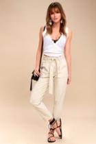Lunik Leo Light Beige Tie-waist Cropped Pants | Lulus