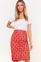 Harnett Red And Nude Lace Skirt | Lulus
