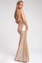 Slink And Wink Matte Rose Gold Sequin Maxi Dress | Lulus