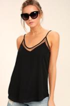 Lulus | Sweet Fling Black Mesh Tank Top | Size Medium | 100% Polyester