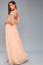 In A Fairy Tale Blush Pink Lace Maxi Dress | Lulus