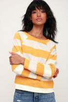 Amuse Society Salt Air Mustard Yellow Striped Sweatshirt | Lulus