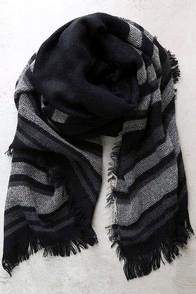 Lulus Soulmate Black Striped Scarf