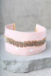Ettika Stargazer Pink Rhinestone Choker Necklace
