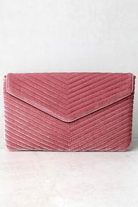 Lulus Keep It Poppin' Mauve Pink Velvet Clutch