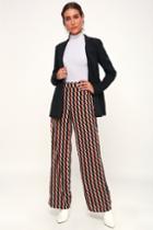 Lasting Happiness Rust Orange Multi Print Wide-leg Trouser Pants | Lulus