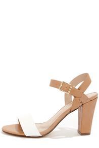 City Classified Space White And Light Tan High Heel Sandals