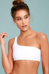 Kaohs Swim Becky White One Shoulder Bikini Top