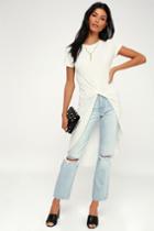 Surprise Party White Knotted High-low Tee | Lulus