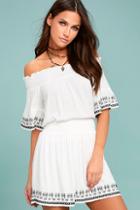 Lulus Lost + Wander El Sol White Embroidered Skater Skirt