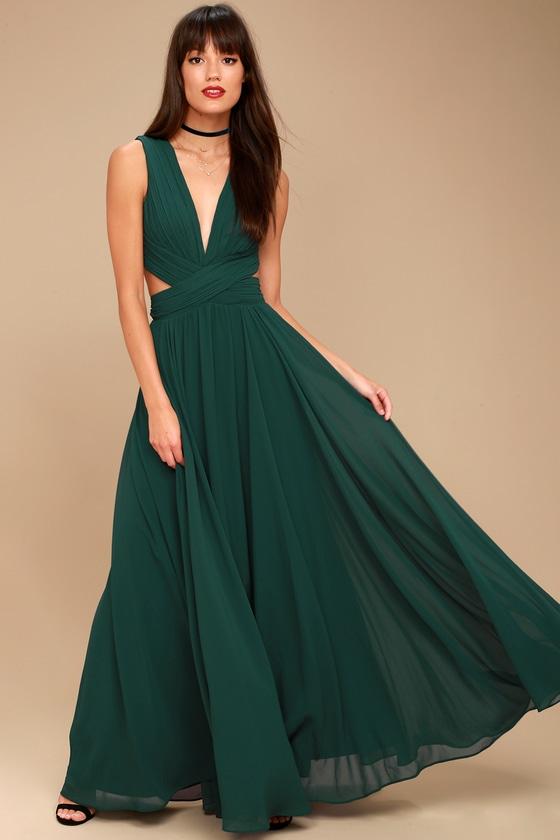 Vivid Imagination Forest Green Cutout Maxi Dress | Lulus