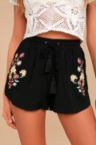 Lulus Yarrow Black Embroidered Shorts