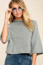 Jack By Bb Dakota Claudio Light Grey Cropped Sweater