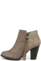 Lulus | Chic Mystique Taupe Ankle Booties | Size 6 | Grey | Vegan Friendly