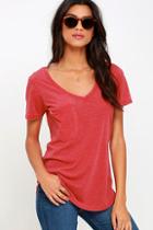 Z Supply Pleasant Surprise Washed Red Tee