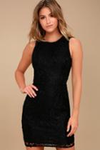 Lulus | Party Pick Me Up Black Lace Backless Bodycon Dress | Size Large | 100% Polyester